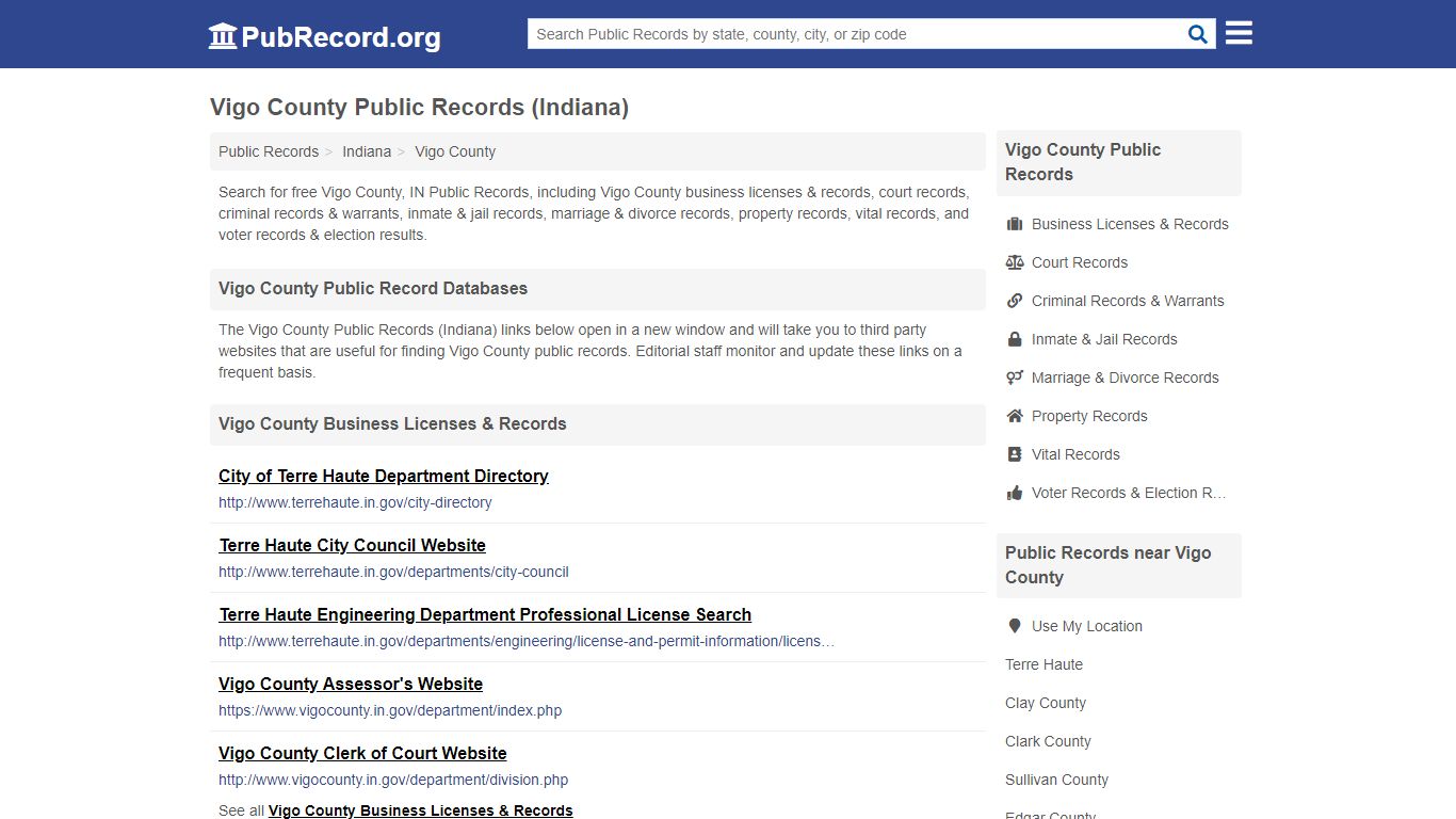 Free Vigo County Public Records (Indiana Public Records)